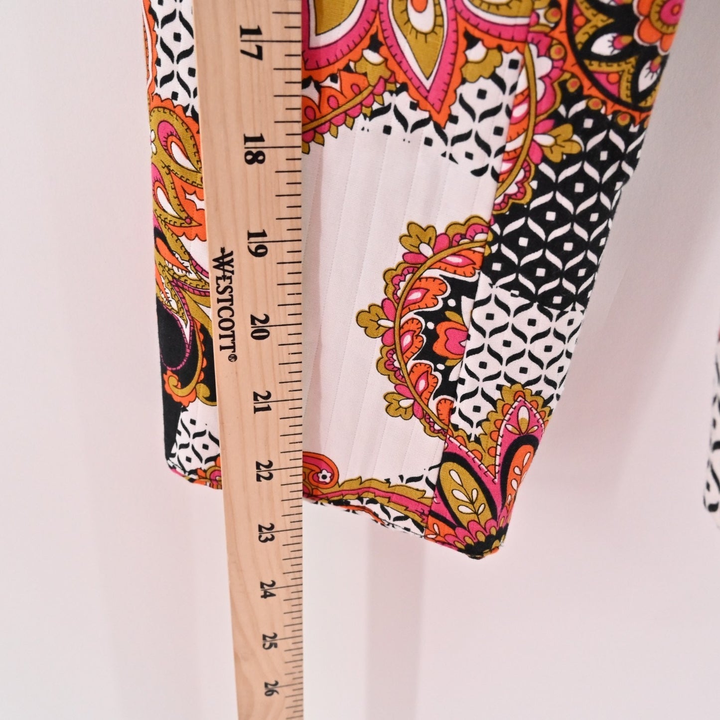 CHICOS Womens Paisley Blazer Size M Pink Single Breasted Maximalist Jacket Bold