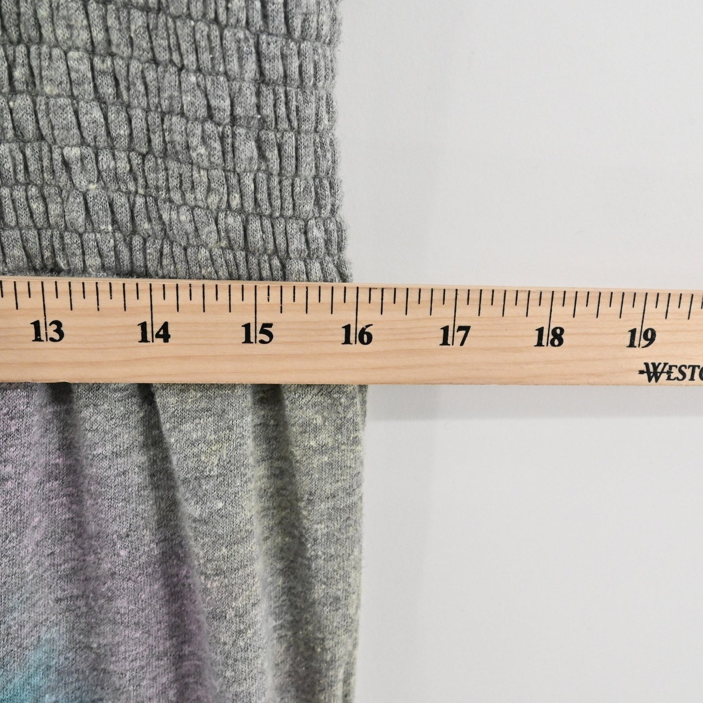 CHASER Womens Smocked Tie Dye Jumpsuit Size L Gray Blue Wide Leg Comfy Hippie