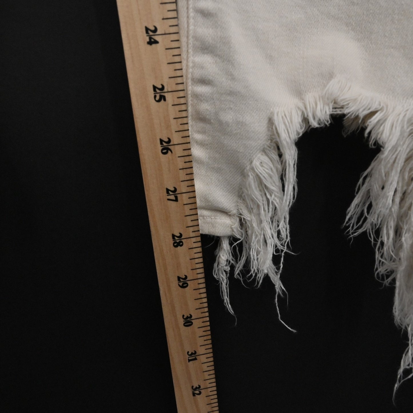 L'Agence Womens Distressed Jeans 27 Cream High Line Skinny Frayed Hem Ripped USA