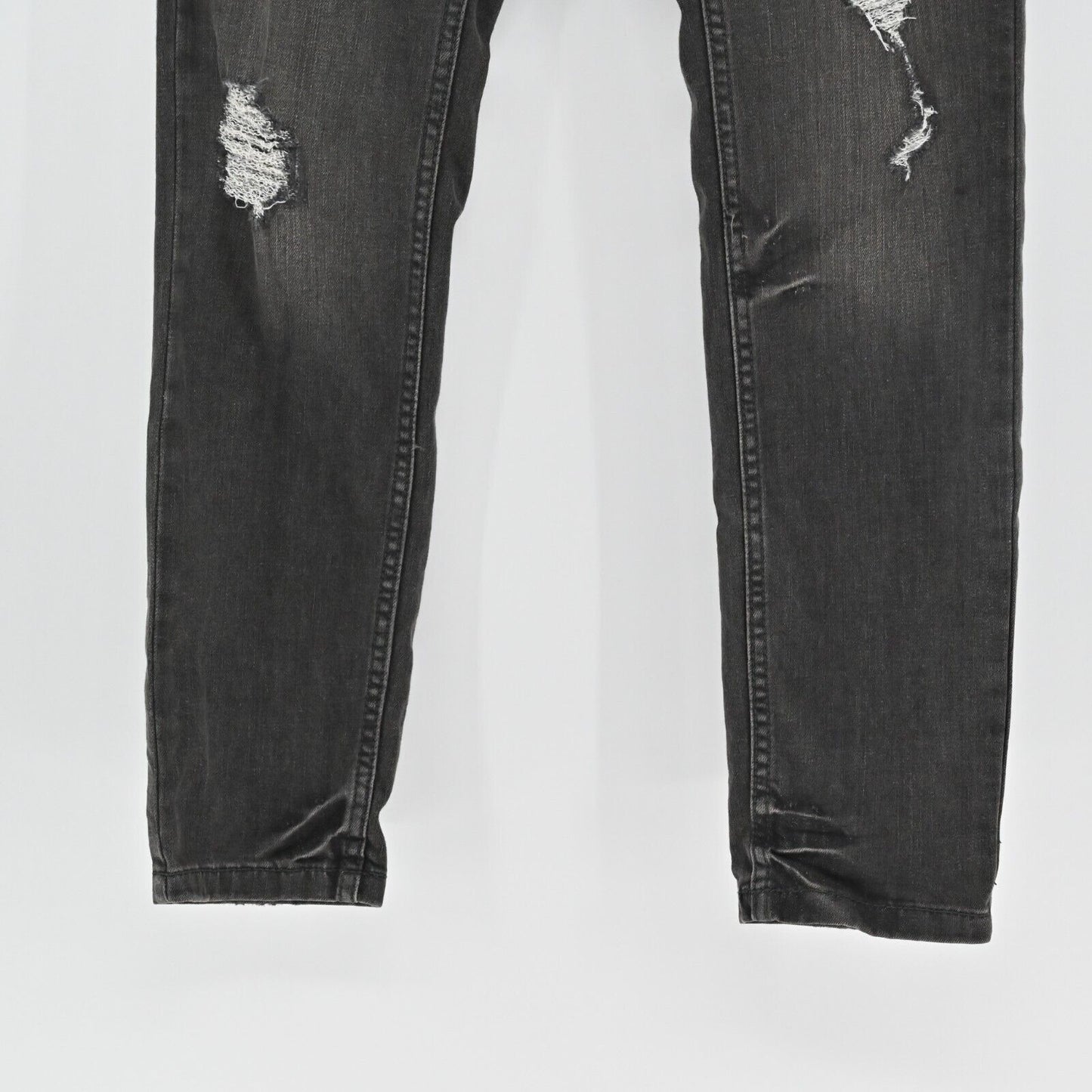 FREE PEOPLE Jeans Womens Sz 28 Coal Miners Washed Black Distressed Boho Festival