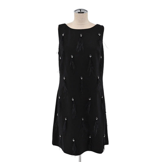 HARPER ROSE Dress Womens Sz 12 Sleeveless Black Jewel Embellished Feather Shift