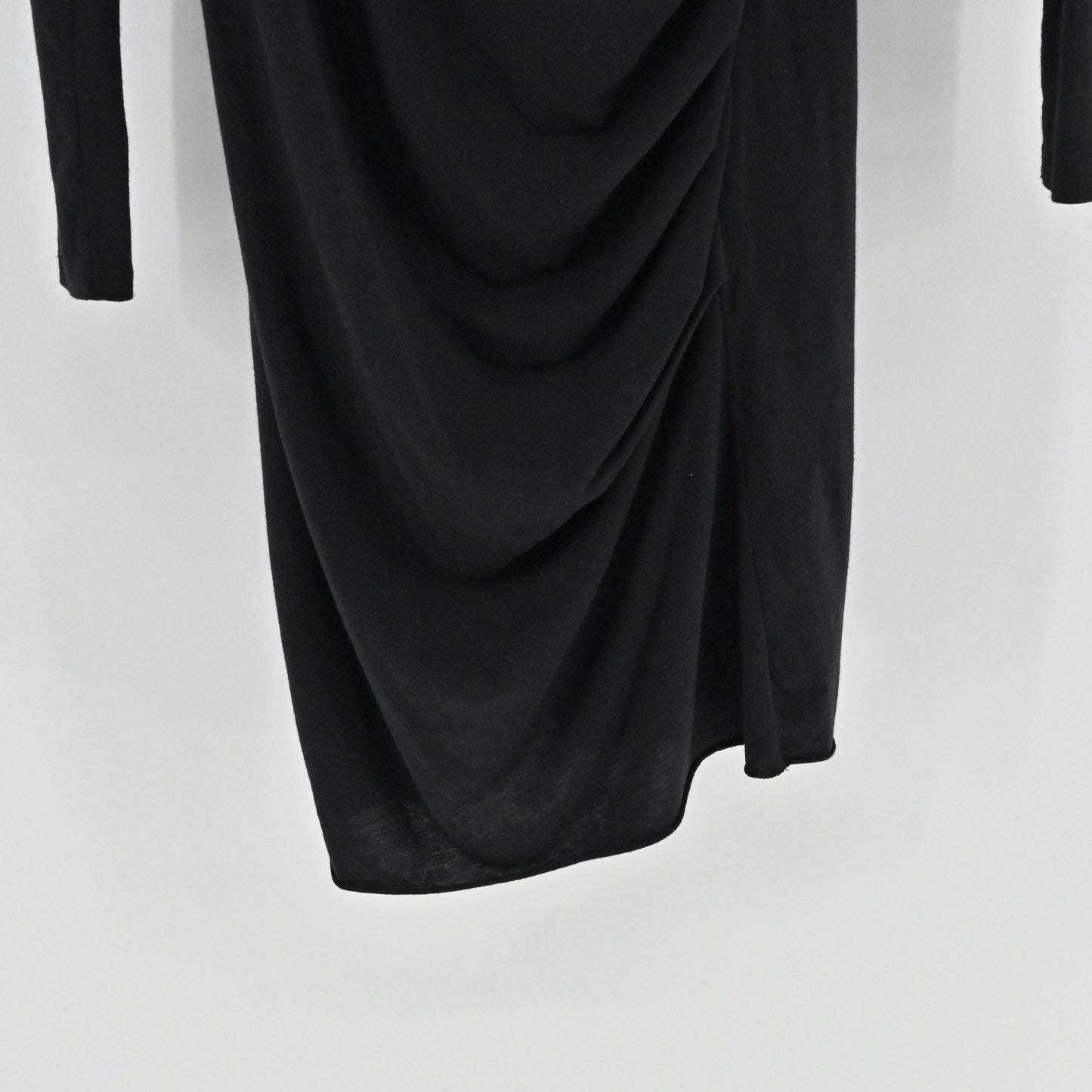 Rag & Bone Knit Dress Size XS Black Ruched Long Sleeve Bodycon Romantic Goth