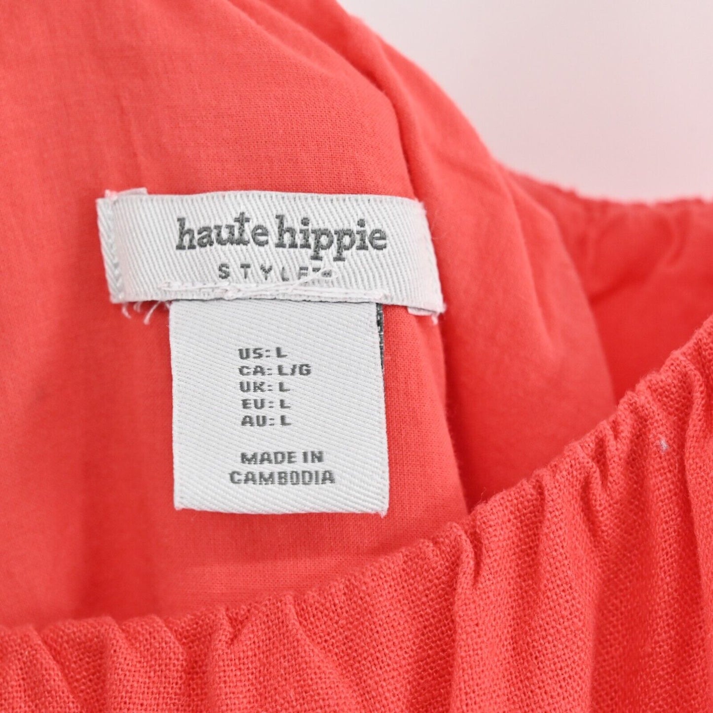 HAUTE HIPPIE Jumpsuit Size L Coral Linen Wide Leg Sleeveless Boho Festival Retro