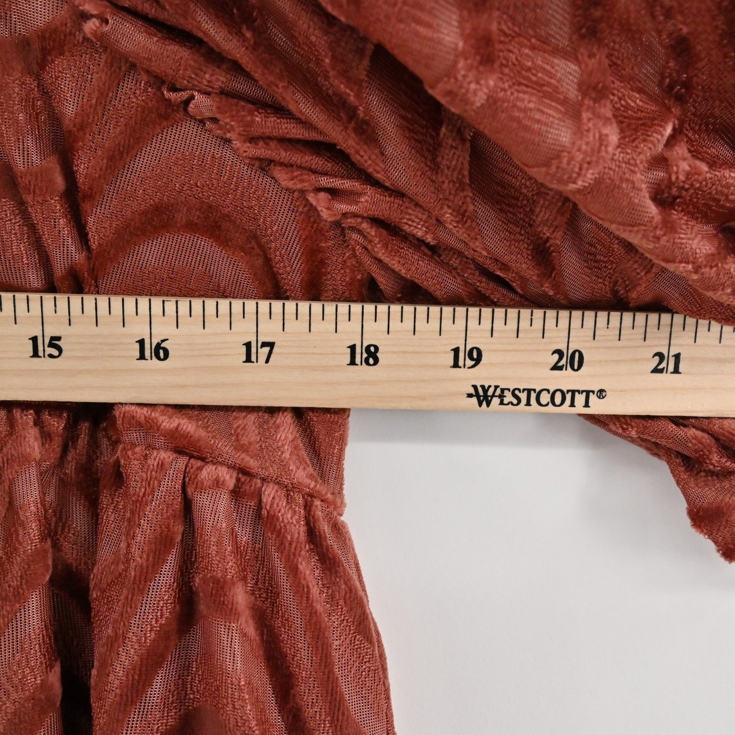 MOON RIVER Velvet Babydoll Dress Size M Peasant Boho Puff Sleeves Rust Retro 70s