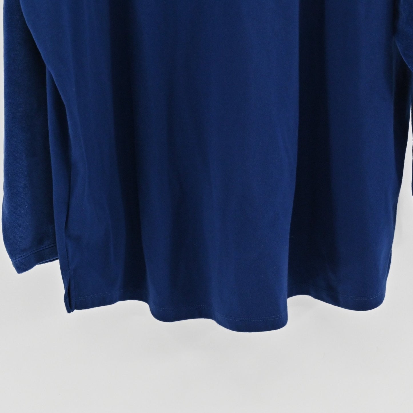 Quacker Factory Womens Velvet Sleeve Rhinestone Top Sz 3X Navy Blue Long Sleeve