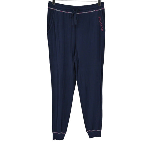 PELOTON Pants Womens Sz S Navy Blue Pink Logo High Rise Sleepover Jogger Sweats
