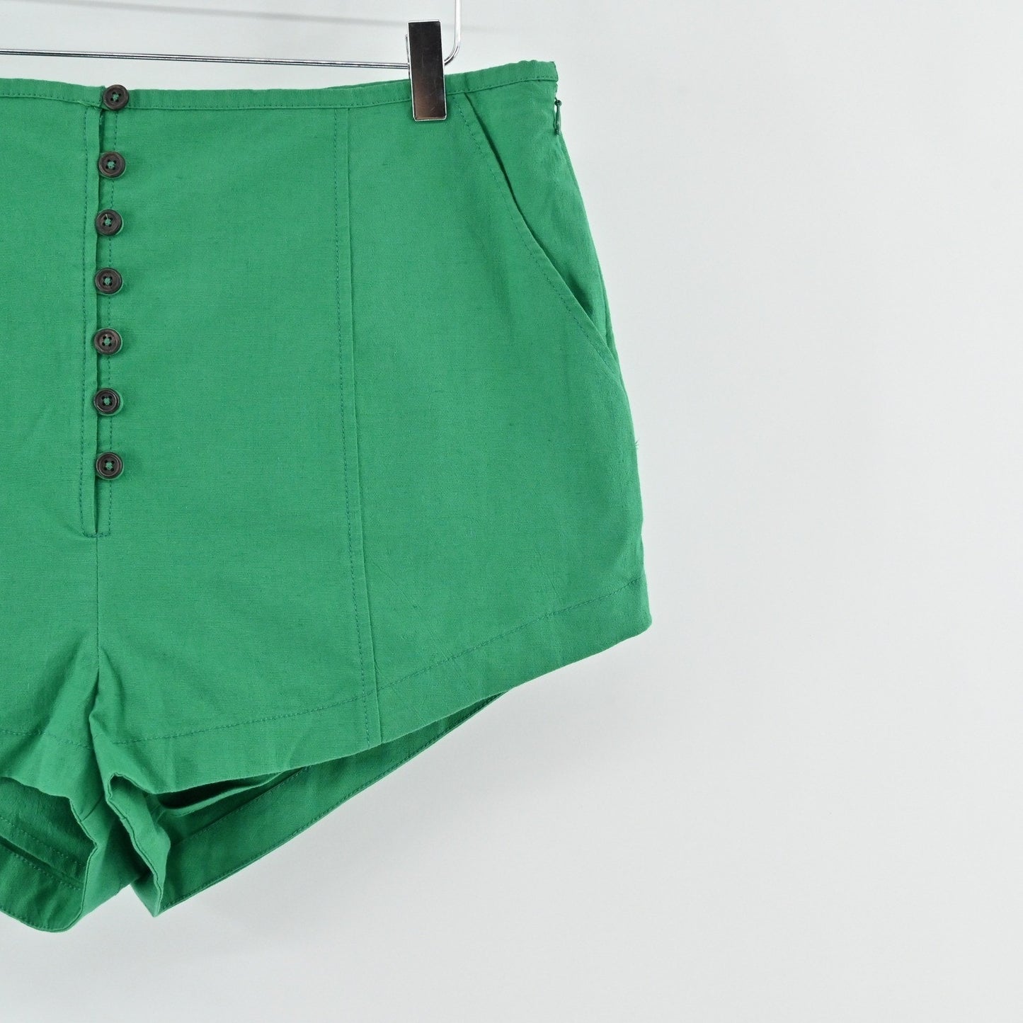 Free People Womens Tabea Shorts Size XL Green Hot Pants Button Boho Festival