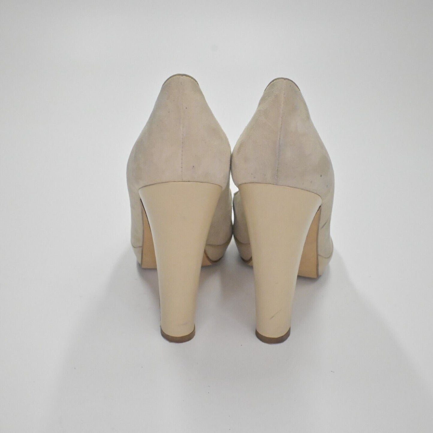 LUCA LUCA Pumps Womens Size 40 Beige Suede Knotted Peep Toe Platform Block Heel