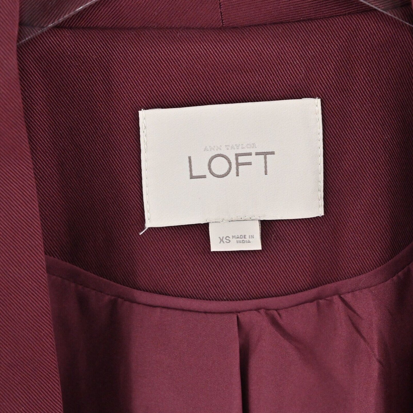 LOFT Blazer Womens Sz XS Burgundy Open Front Shawl Collar Jacket Corpcore Maroon