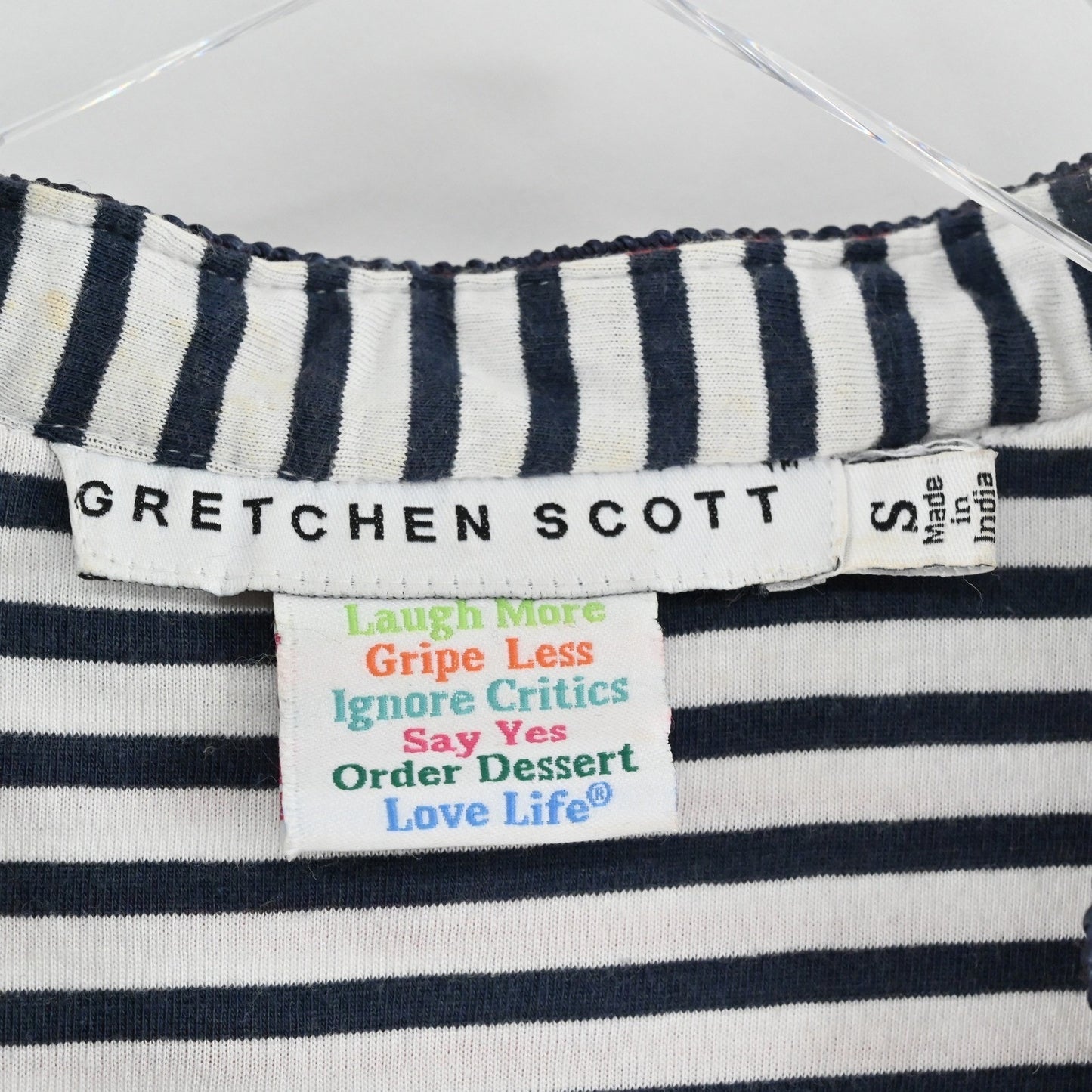 Gretchen Scott Admiral Tunic Dress Size S Red White Striped Embroidered Nautical