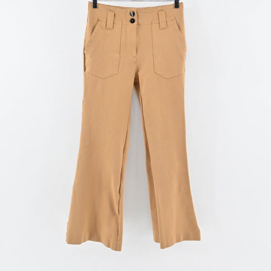 ANTHROPOLOGIE Pants Womens Size 2 Naomi Flare Tan Mid Rise Stretch Retro MAEVE