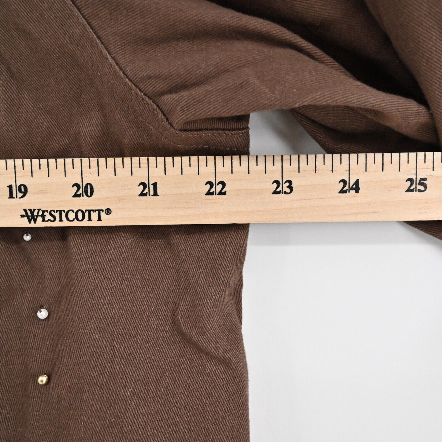 QUACKER FACTORY Denim Jacket Womens Sz M Brown Rhinestone Beaded Blinged Western