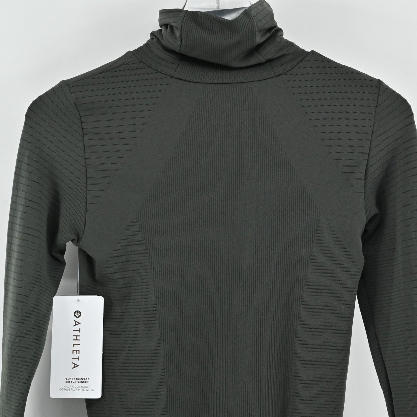 Athleta Flurry Blizzard Rib Turtleneck Top Womens XS Gray Warm Long Sleeve Ski