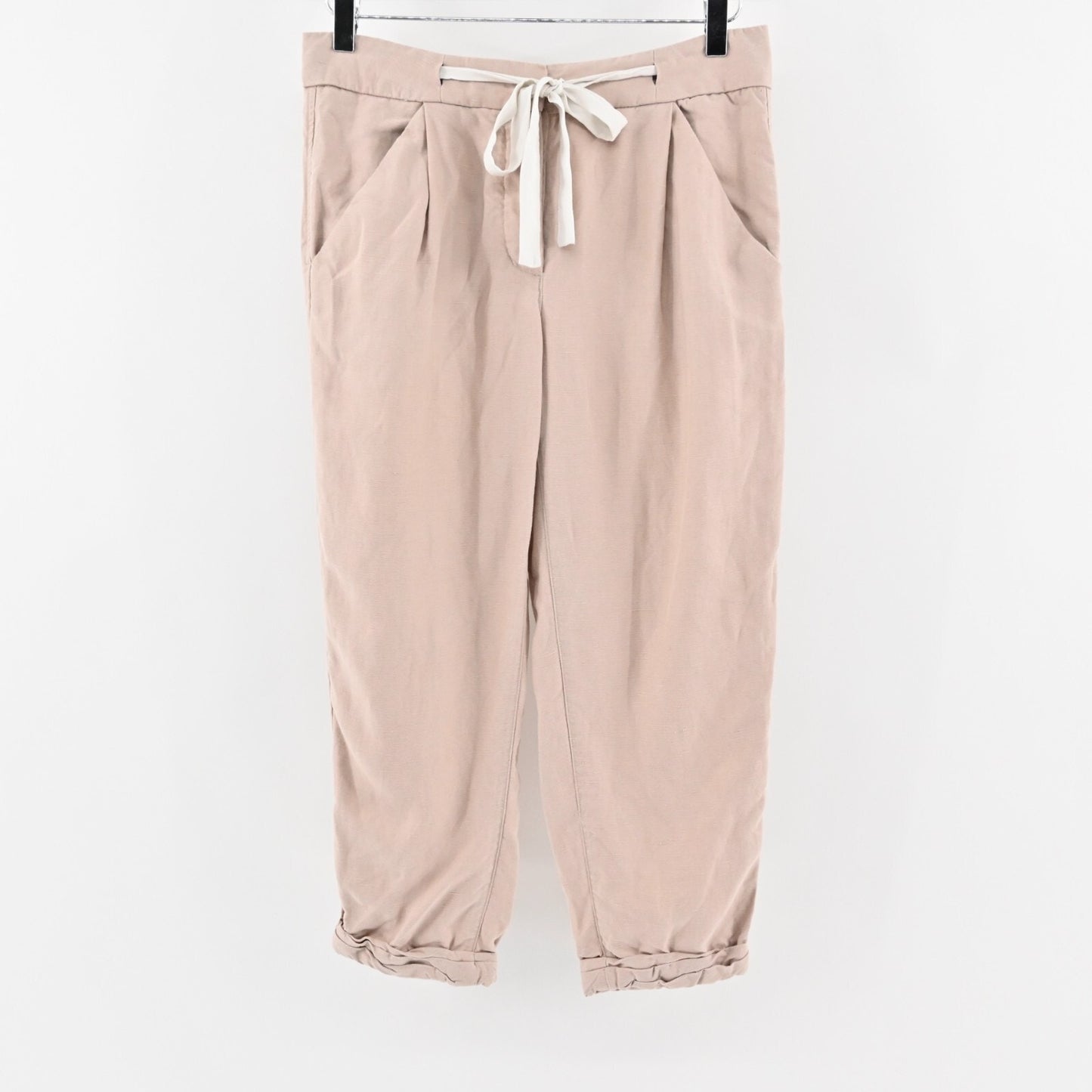 ARITZIA Pants Womens Sz 2 Wilfred Blush Pink Allant Linen Blend Crop Drawstring
