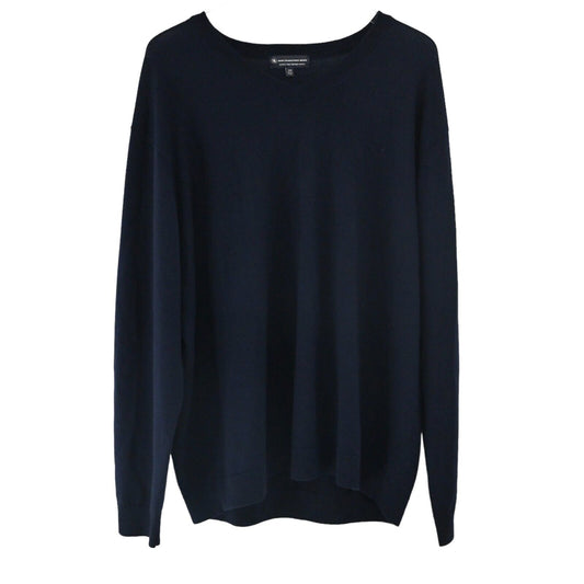 HART SCHAFFNER MARX Sweater Mens Sz 2XB Navy Blue Merino Wool Lightweight VNeck