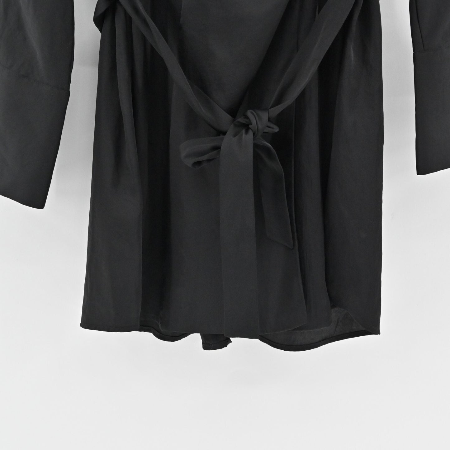 BCBGMAXAZRIA Shirt Dress Size M Diane Black Long Sleeve Collared Wrap Tie Mini