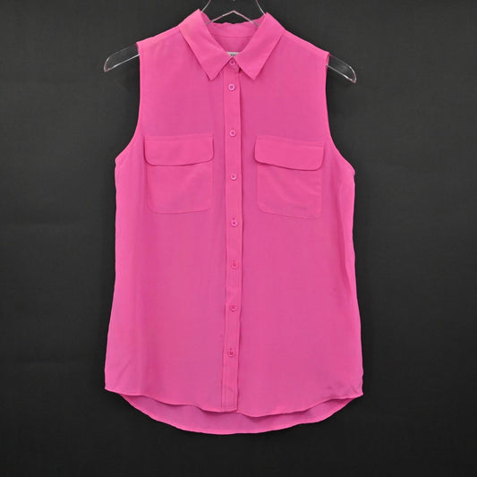 Equipment Womens Pink Silk Sleeveless Top Size S Bright Button Dopamine Elegant