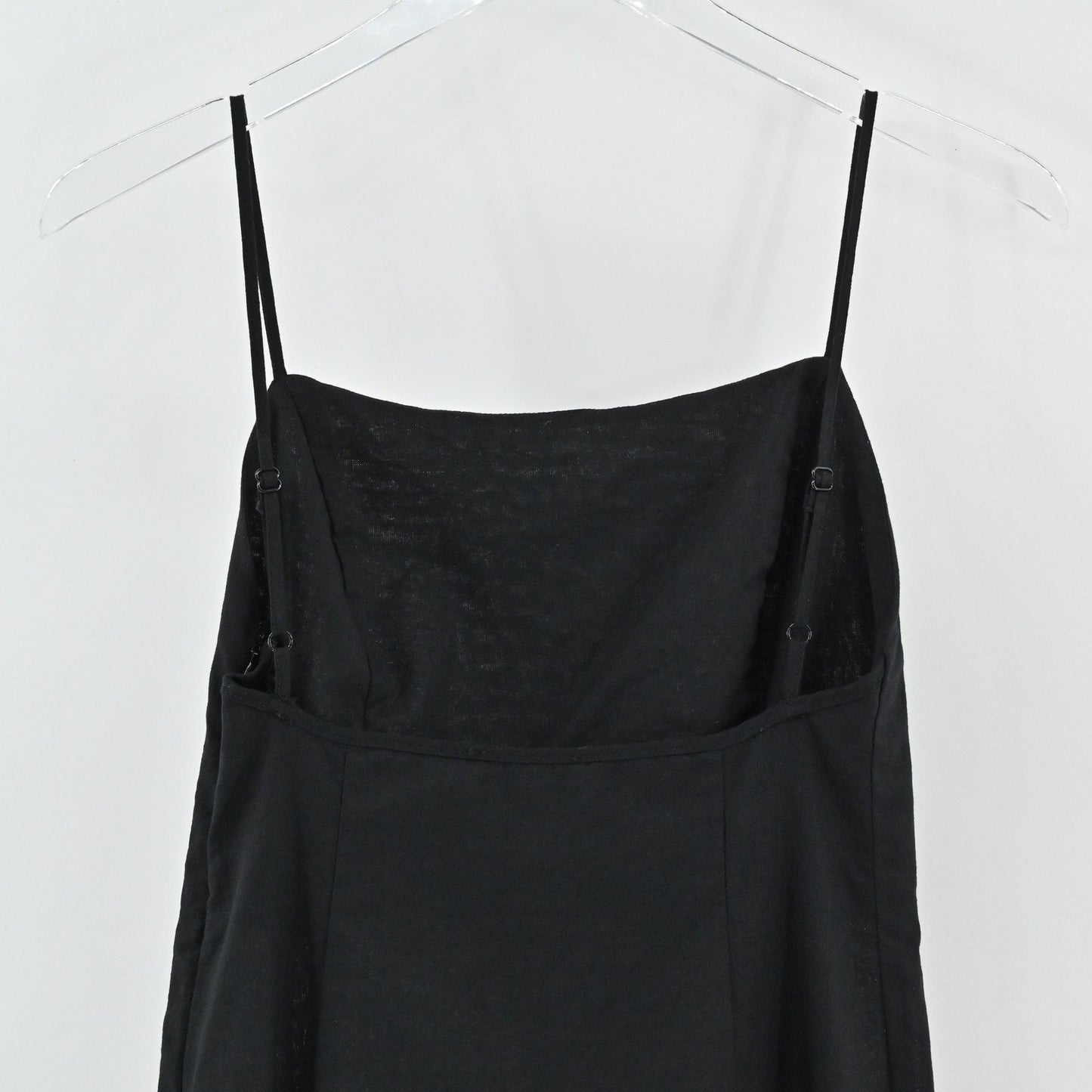 Weili Zheng Linen Midi Dress Size XS Black Spaghetti Strap Slit Y2K Whimsigoth