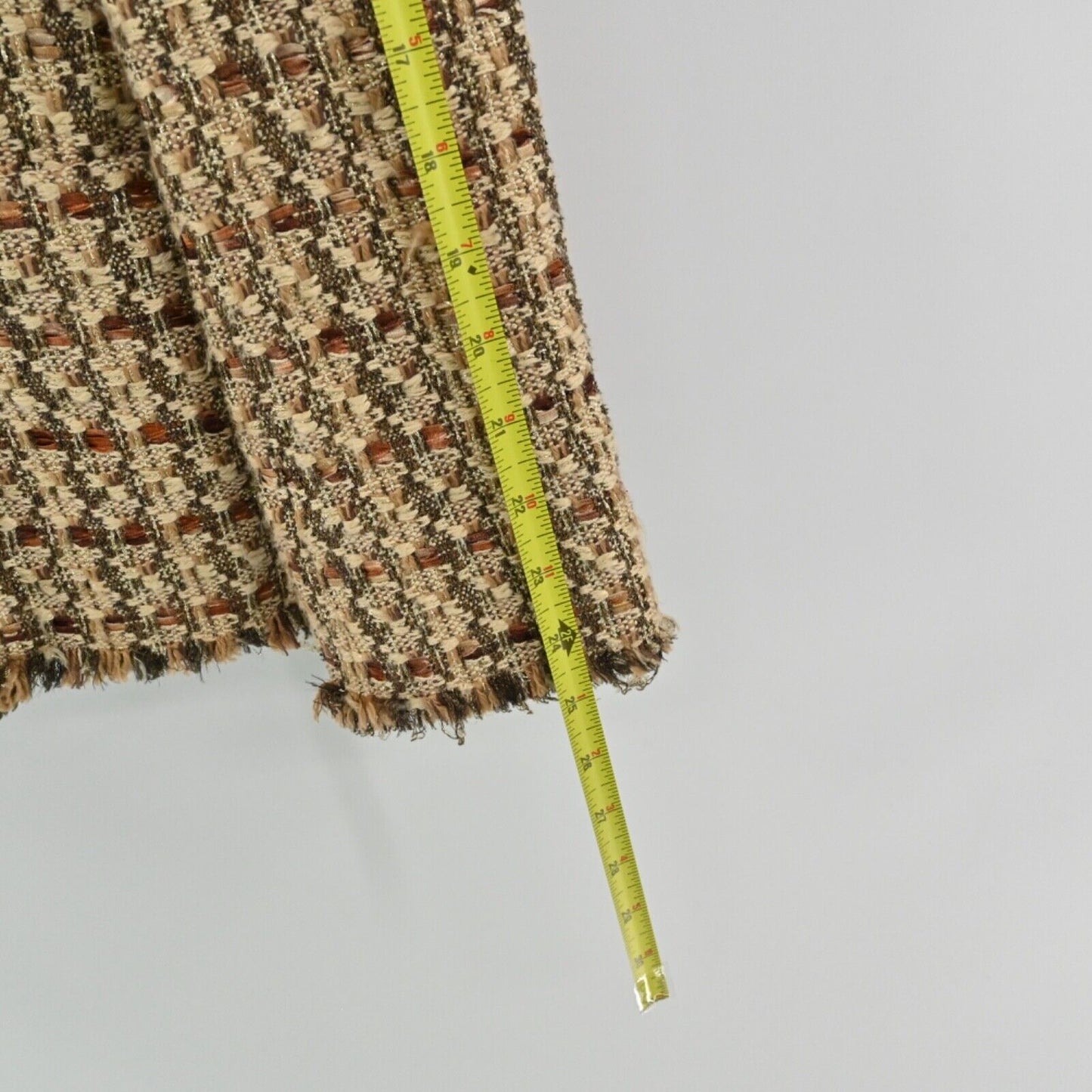 Vtg DANA BUCHMAN Jacket Womens Size 6 Brown Metallic Plaid Tweed Fringe Snap 00s