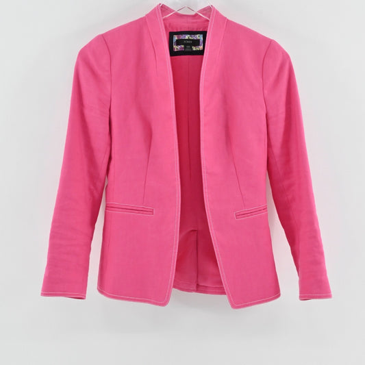 J Crew Womens Going Out Blazer Size 00 Pink Stretch Linen Preppy Barbie AI253