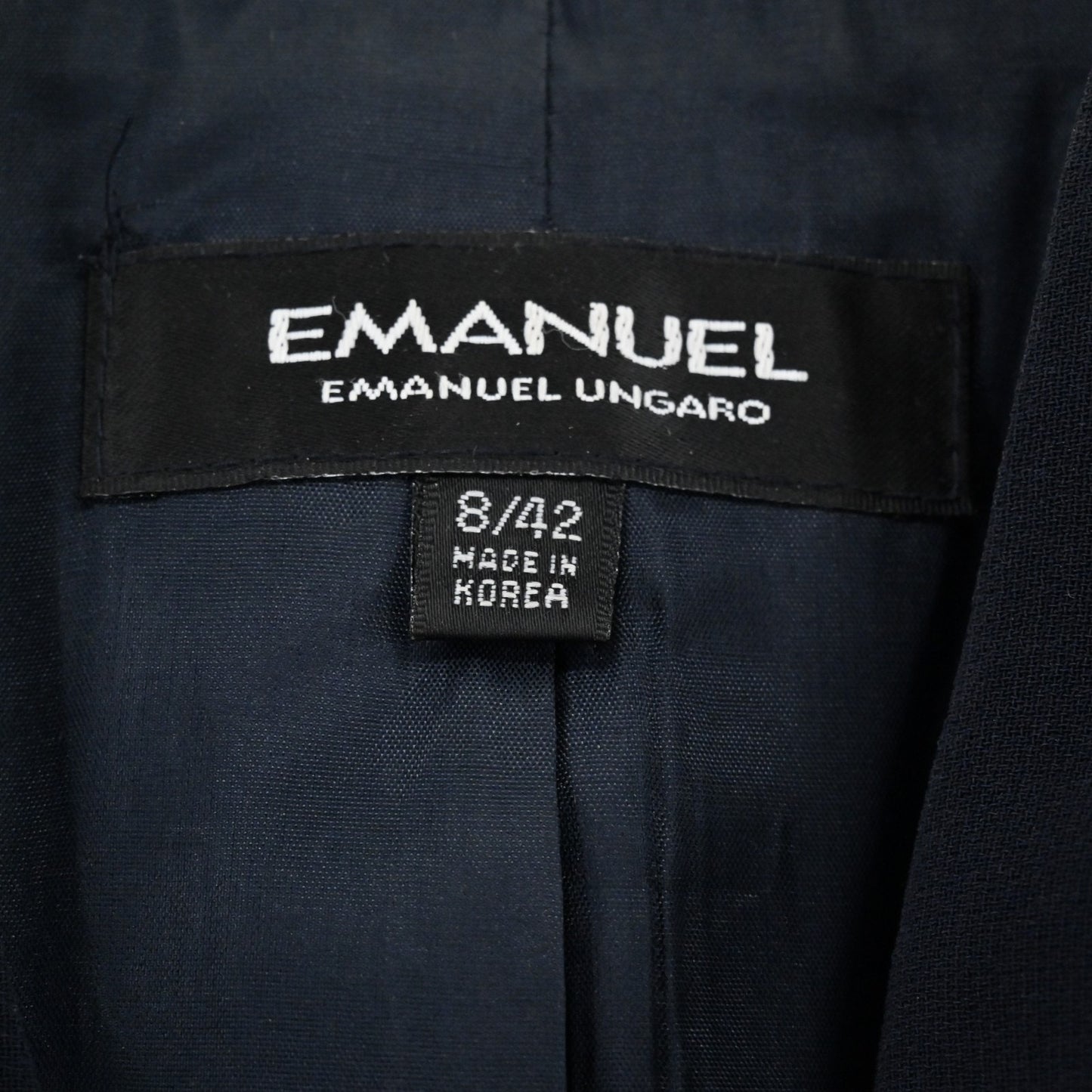 Emanuel Ungaro Womens Navy Blazer Size 8 Jacket Hidden Button Front Classic Blue