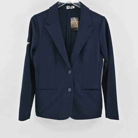 Miller Wendt Womens Navy Blue Sloane Blazer Size S Star Patch Button Jacket NEW