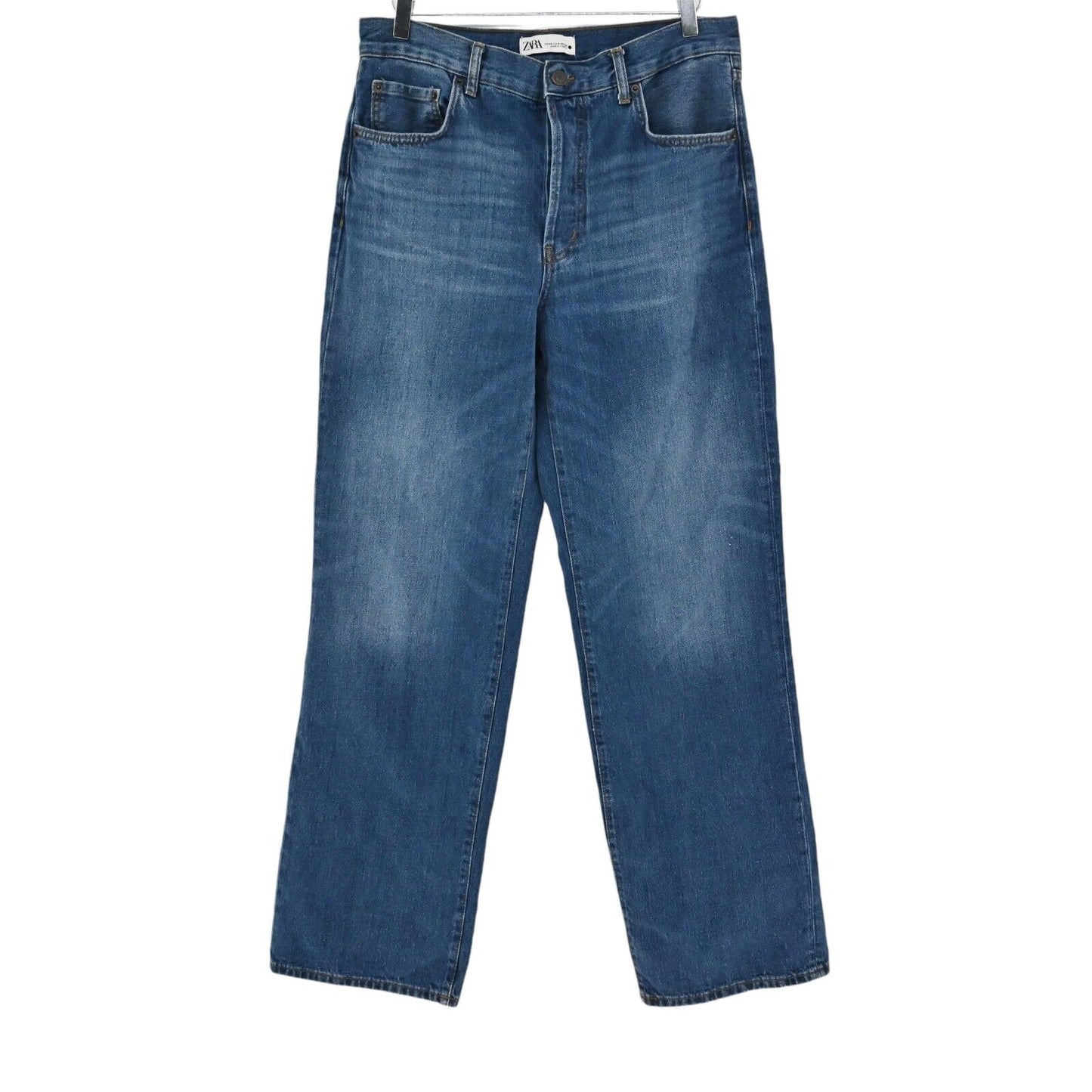 ZARA Jeans Womens Size 8 Wide Leg High Waisted Classic Blue Denim Casual Baggy