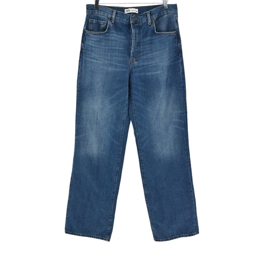 ZARA Jeans Womens Size 8 Wide Leg High Waisted Classic Blue Denim Casual Baggy