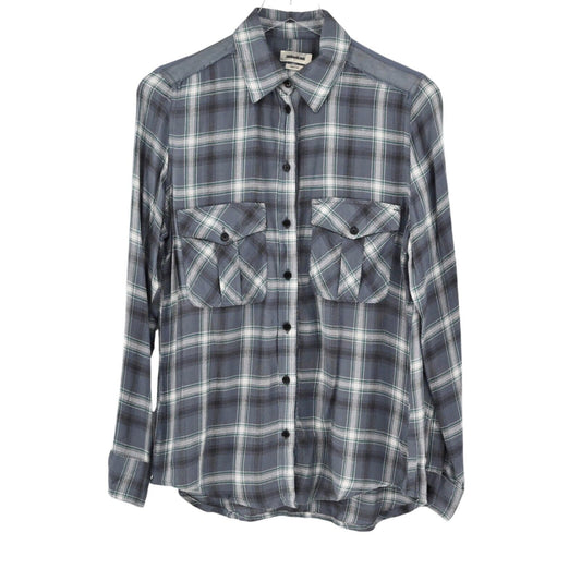 ZADIG VOLTAIRE Top Womens Sz M Drippy Flannel Talmi Carreaux Plaid Button Front