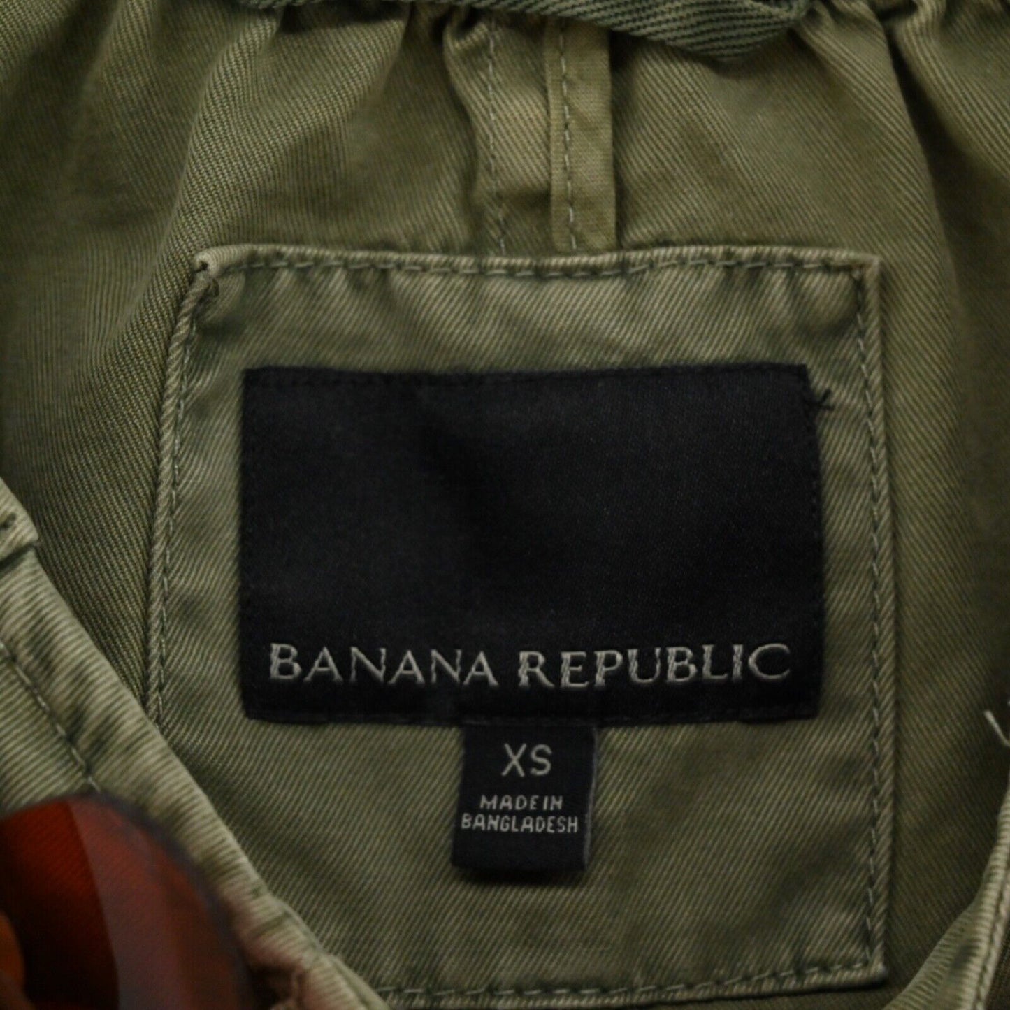 BANANA REPUBLIC Jacket Women Sz XS Green Cotton Floral Embellished Military Boho