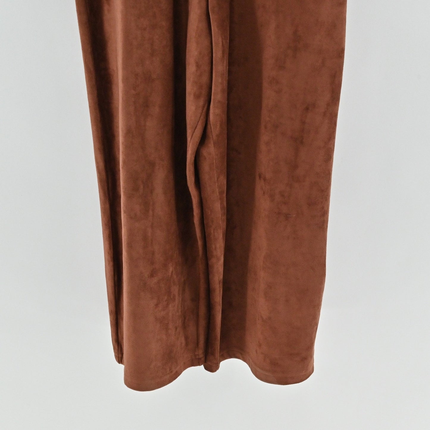 Anthropologie Womens Suede Jumpsuit Size XSP Brown Polished Sleeveless Belted