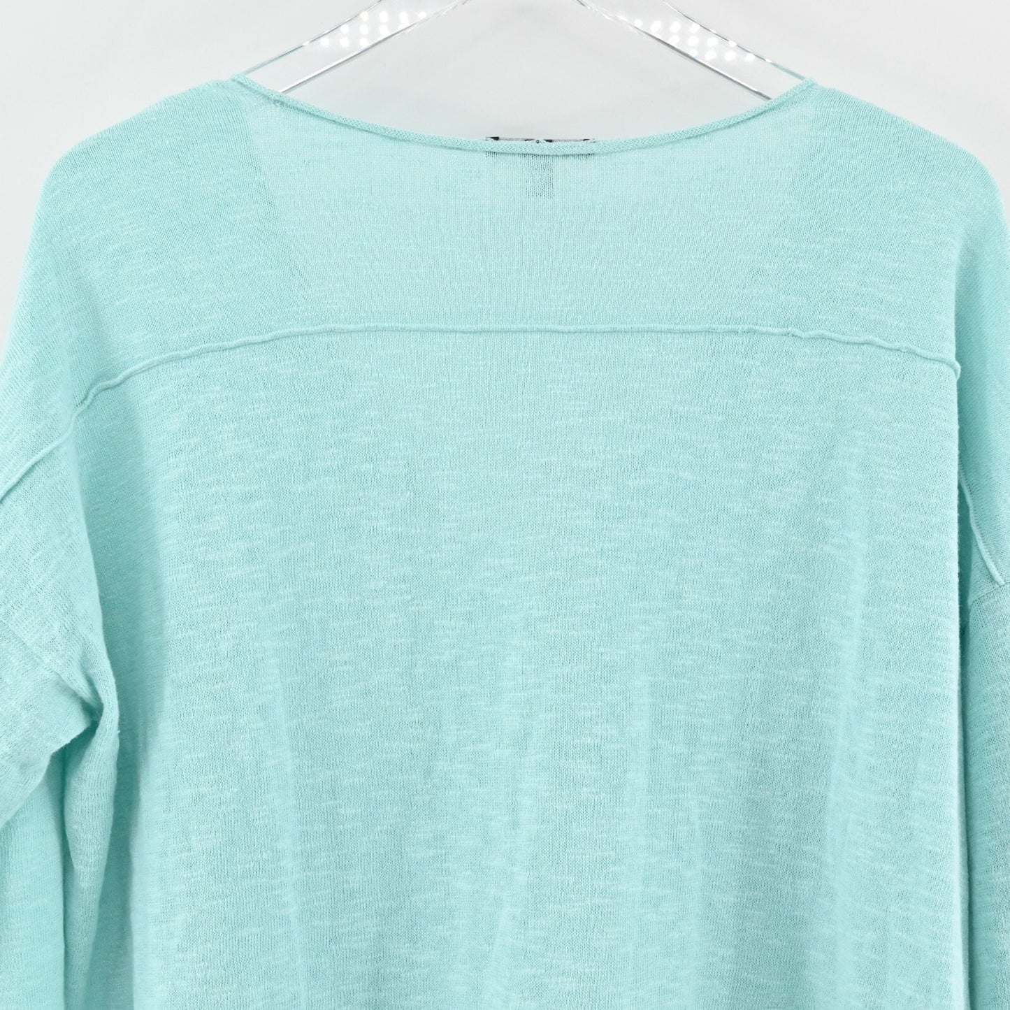 EILEEN FISHER WomensSlubby Sweater Sz L VNeck Long Sleeve Aqua Blue Green Top