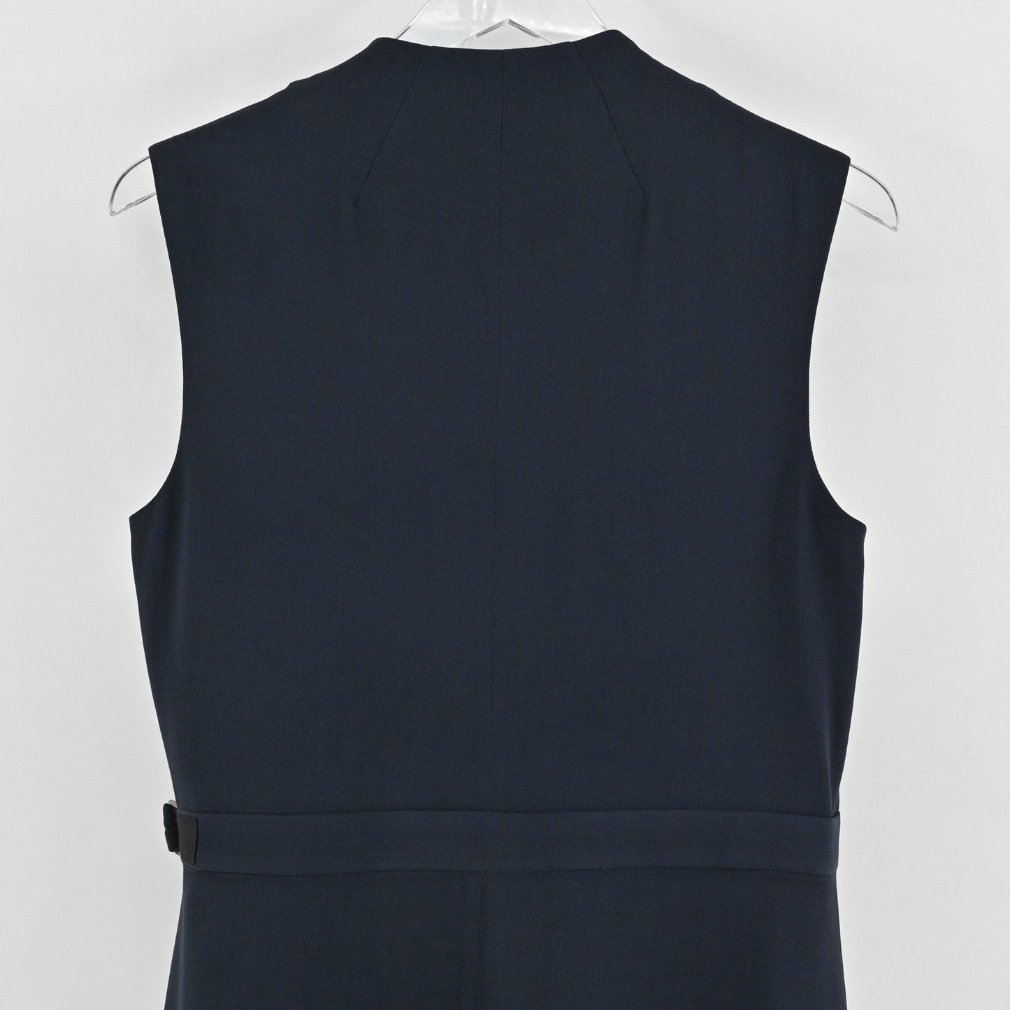 Theory Eldah Sleeveless Wrap Dress Size 10 Wool Navy Blue Quiet Luxury V Neck