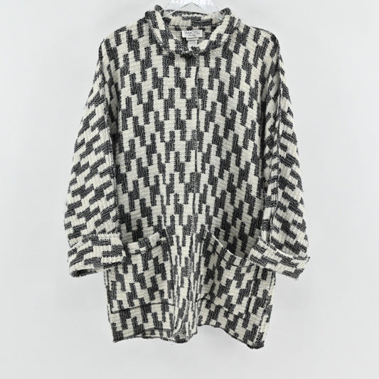 Vtg Tamotsu Womens Wool Oversized Cardigan One Size Geometric Pattern Pockets