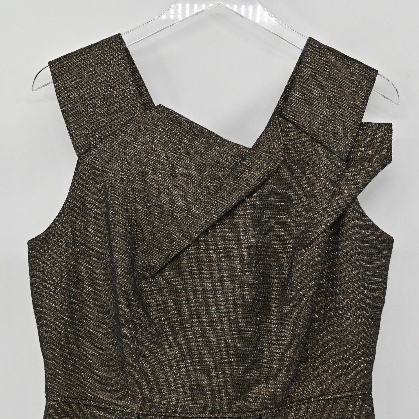 W118 by WALTER BAKER Dress Sz L Black Gold Metallic Sleeveless Lucy Sheath NEW