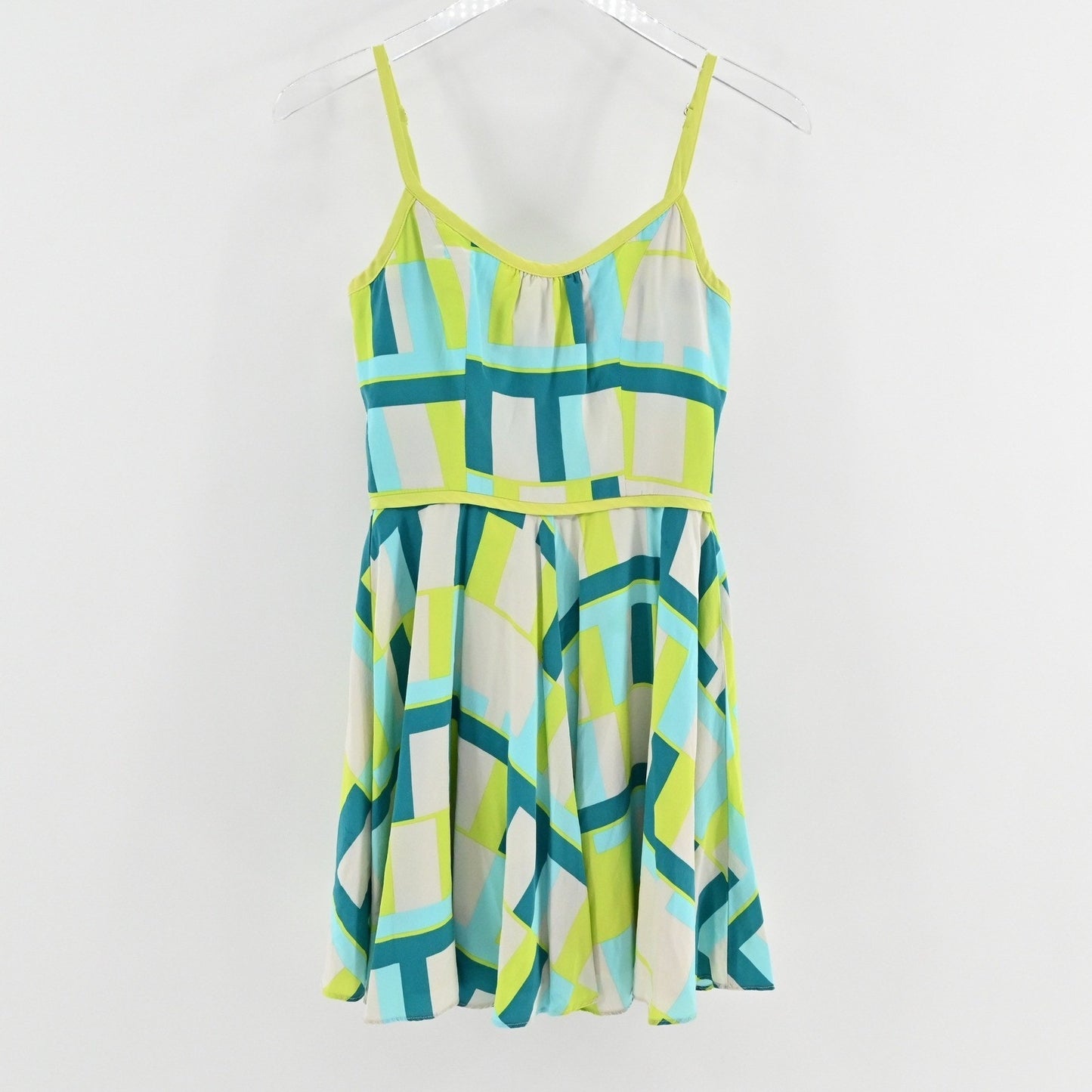 Amanda Uprichard Silk Mini Dress Size XS Geometric Retro Mod Playful Sleeveless