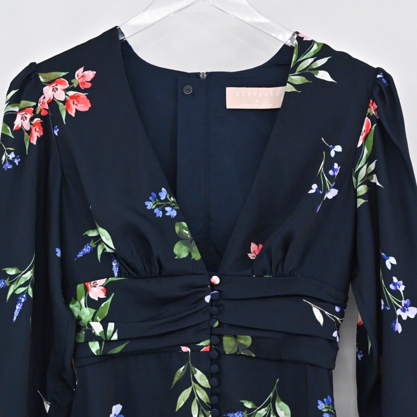 KEEPSAKE Womens Glory Blue Floral Dress Size XS Mini Empire Waist Puff Sleeve