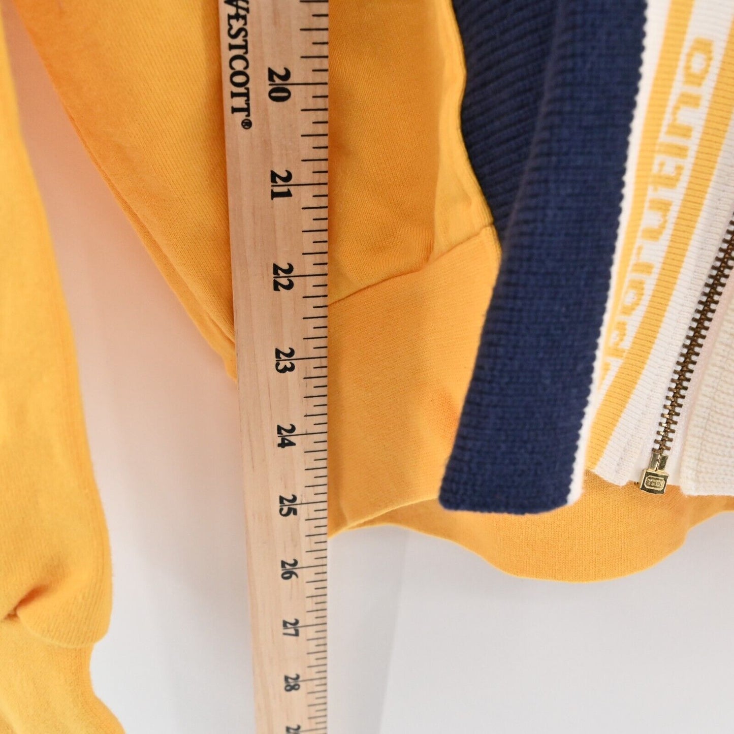 Vtg SPORUTINO Jacket Mens Size M Golf Logo Stripe Zip Yellow Embroidered 70s