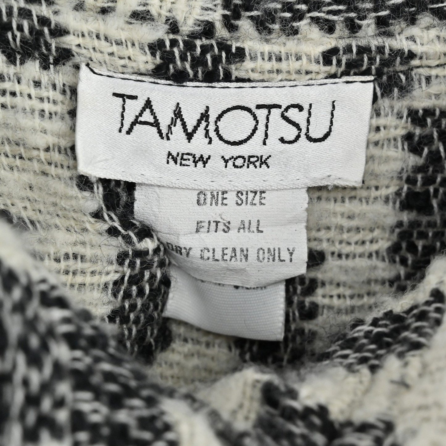 Vtg Tamotsu Womens Wool Oversized Cardigan One Size Geometric Pattern Pockets