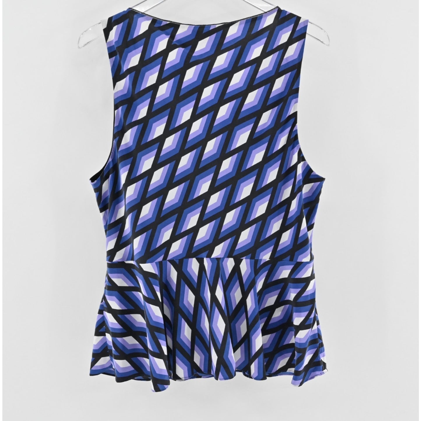 Diane Von Furstenberg Womens Mercer Silk Top Size XL Blue Geometric Sleeveless