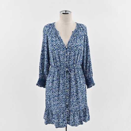 Rails Eliza Drawstring Waist Dress Size M Floral Blue Smocked Boho Chic Romantic