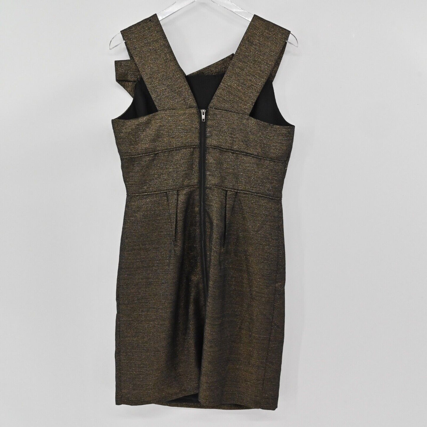 W118 by WALTER BAKER Dress Sz L Black Gold Metallic Sleeveless Lucy Sheath NEW