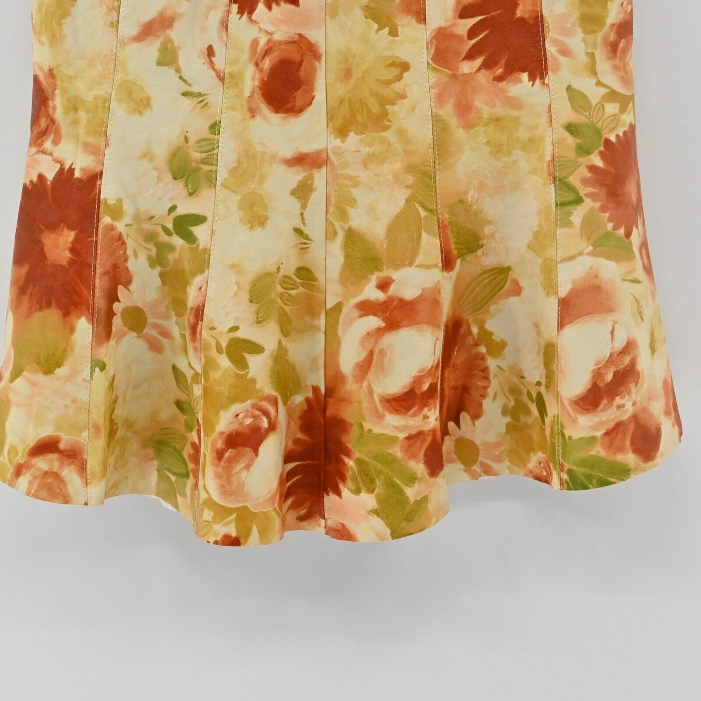 IZZY CAMILLERI Skirt Womens Sz 4 Leather Floral Print Lace Lined Retro Capsule