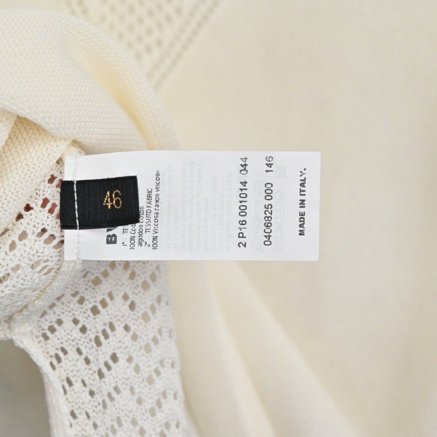 LES COPAINS Sweater Womens Size 46 Ivory Pointelle Knit VNeck Lined Lightweight