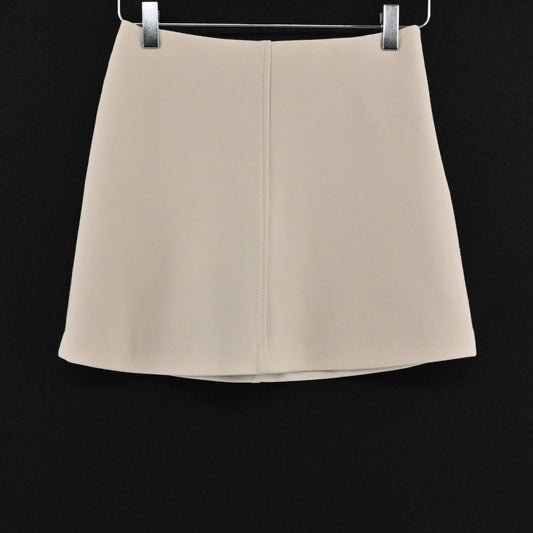 Courreges Paris Wool Mini Skirt Sz 38 Beige Mod Twee Retro Preppy Light Academia