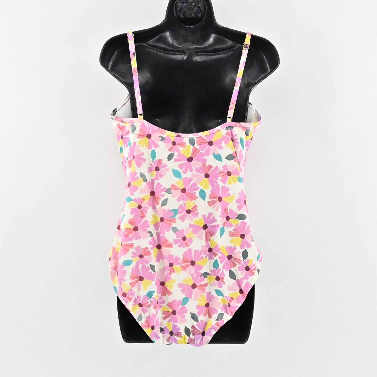 KATE SPADE Swimsuit Womens Sz L Pink Wallflower Ruched Spaghetti Strap One Piece