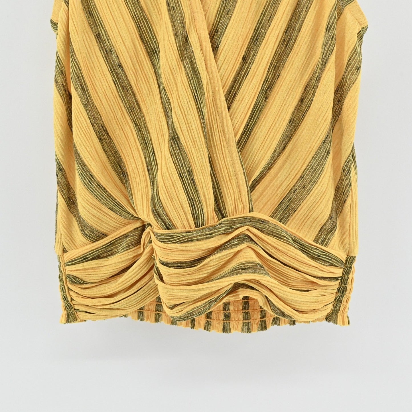 Ramy Brook Womens Candice Top Size XS Striped Gold Metallic Sleeveless Surplice