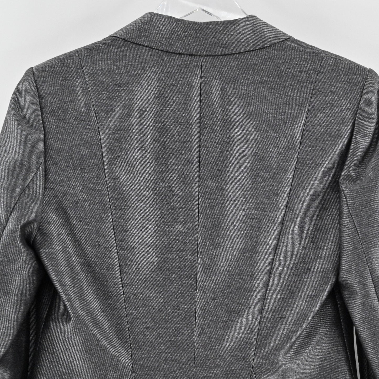 Calvin Klein Womens Twill Blazer Sz 6 Gray Pockets Minimalist Office Career Chic