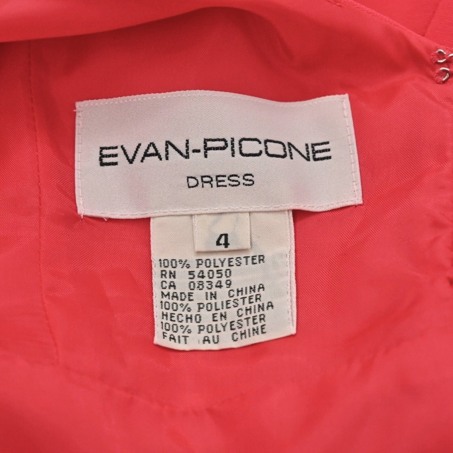 Vtg EVAN PICONE Womens Red Dress Size 4 Empire Waist Wedding Guest Elegant 90s