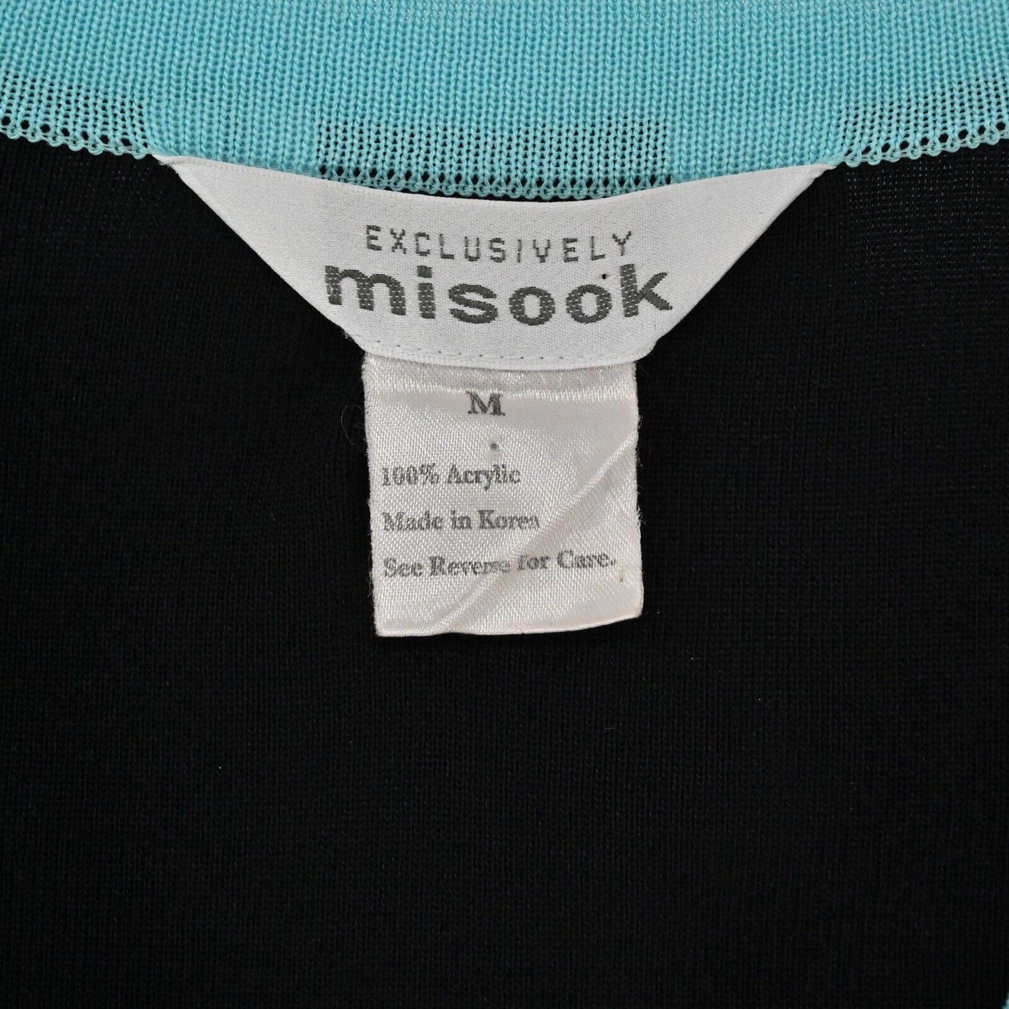 MISOOK Sweater Womens Size M Exclusively Knit Black Cardigan Blue Capsule Retro